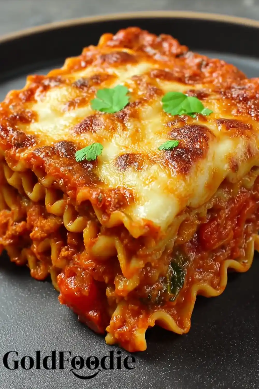 Slice of Loaded Veggie Lasagna with Ruffled Noodles Slice of Loaded Veggie Lasagna