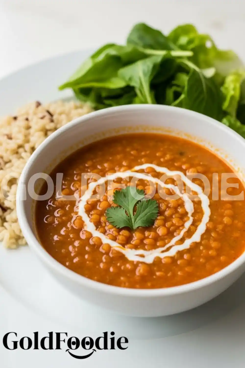 Thai Coconut Red Lentil Soup with Rice and Greens