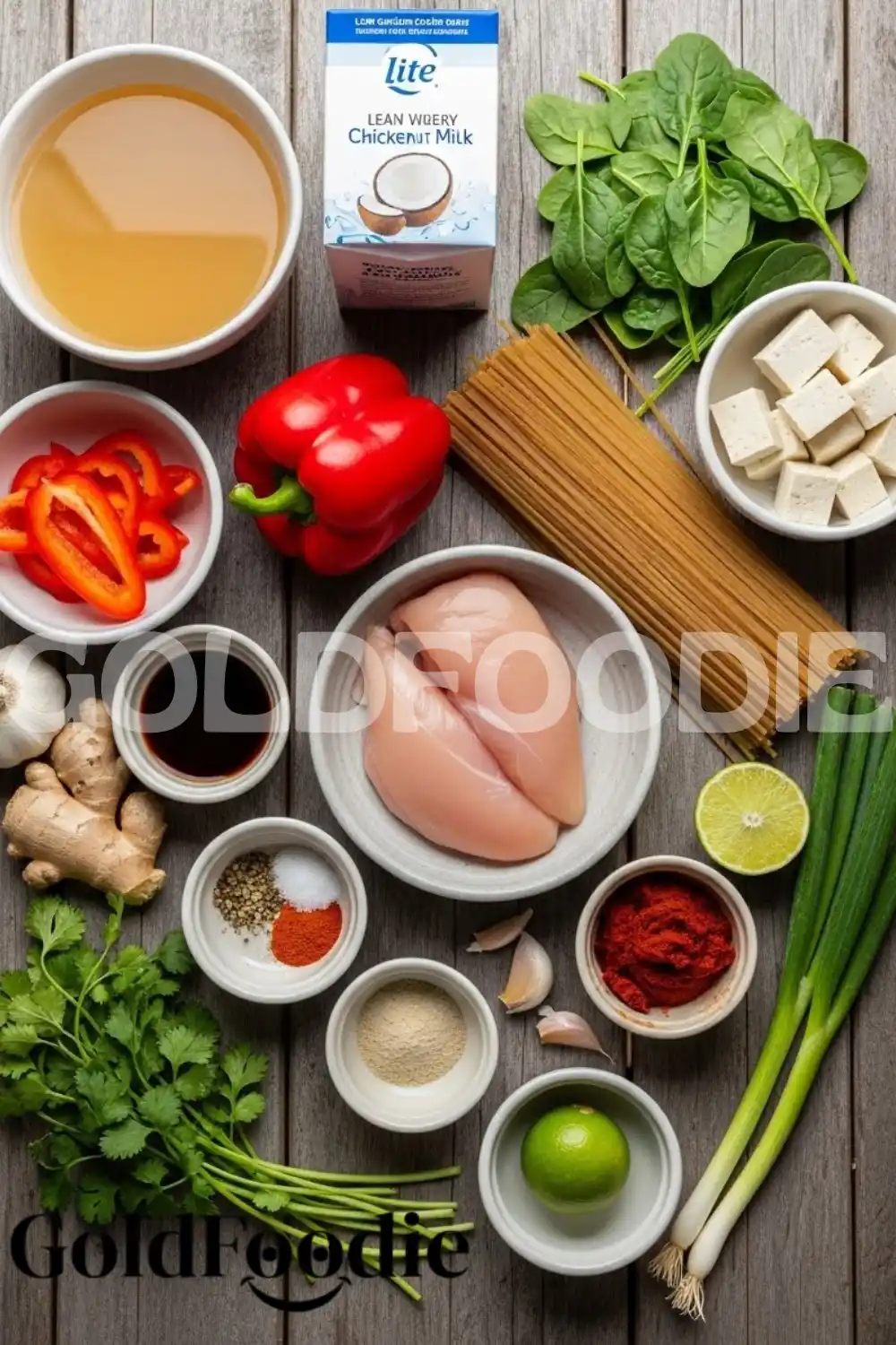 Thai Noodle Soup Ingredients Flatlay Thai Noodle Soup Ingredients Flatlay
