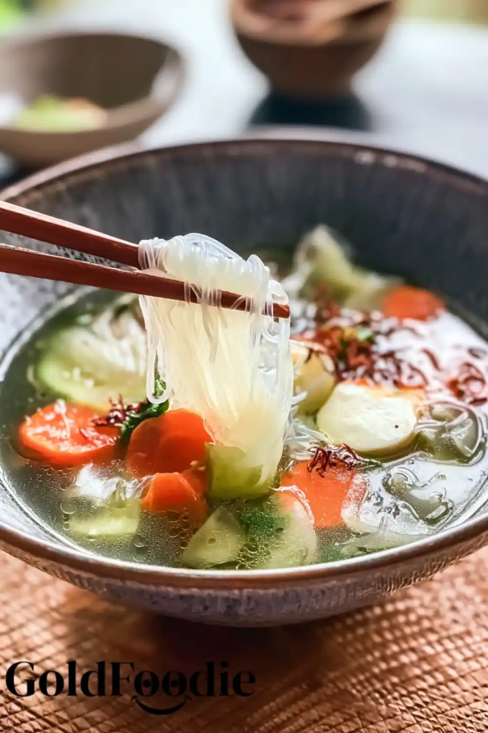 Tom Jued Clear Soup with Glass Noodles and Vegetables Tom Jued Clear Soup with