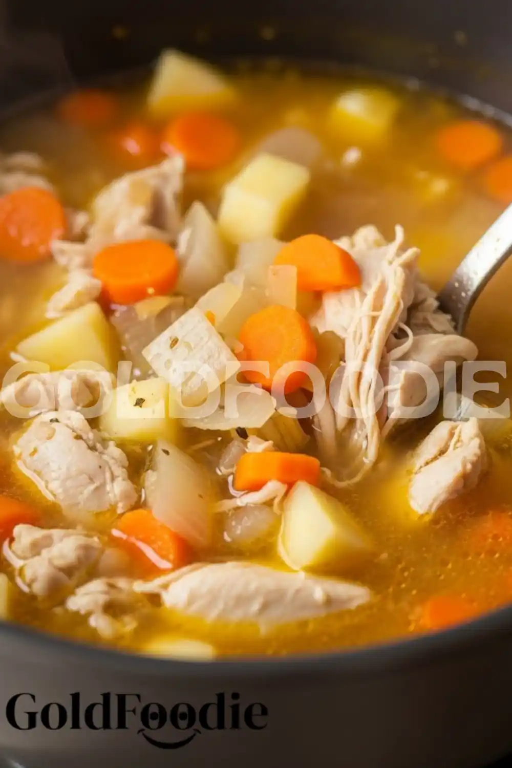 Turmeric Chicken Soup Simmering in Pot Turmeric Chicken Soup Simmering in Pot
