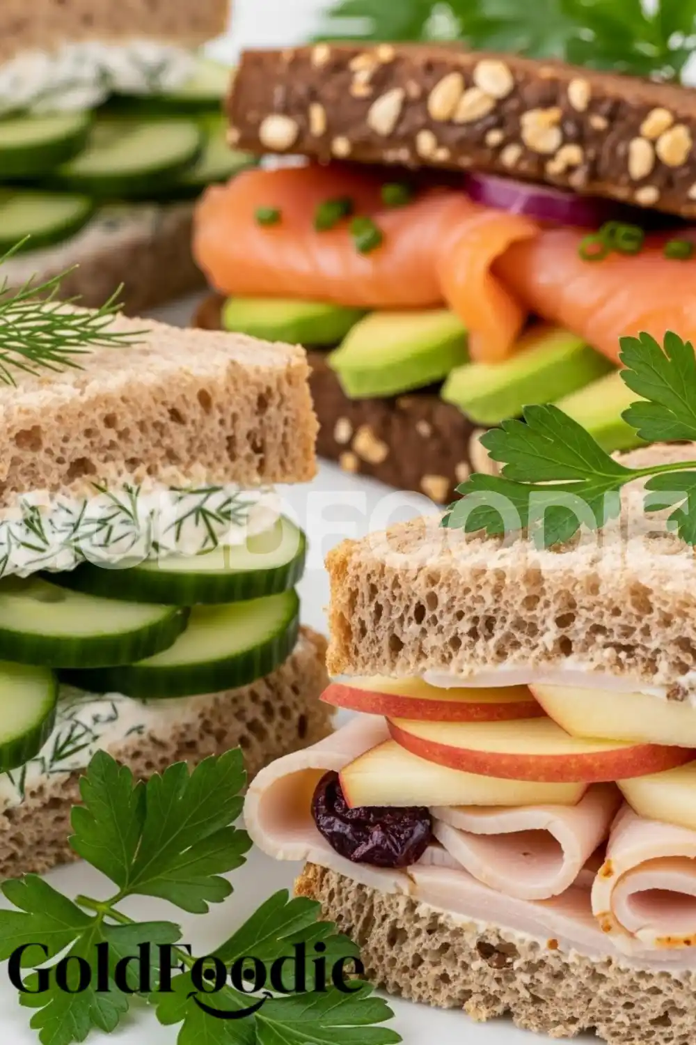 Assorted Close-up of Savory Tea Sandwiches