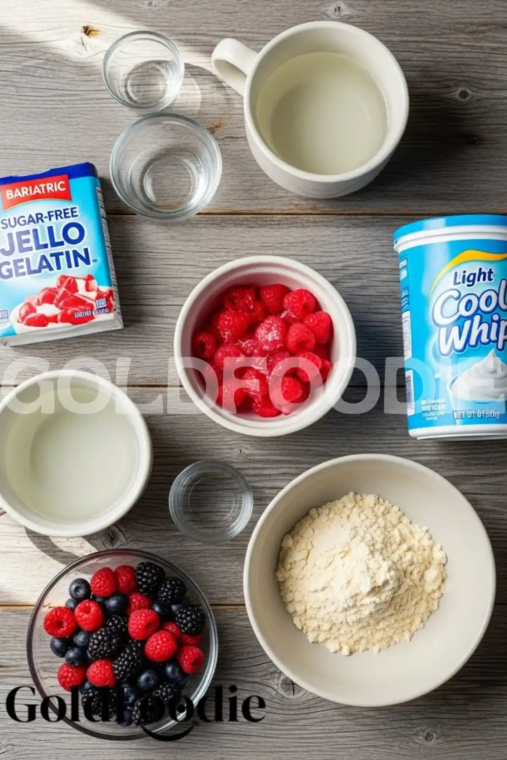 Bariatric Jello Fluff Ingredients Overhead View Bariatric Jello Fluff Ingredients Overhead View