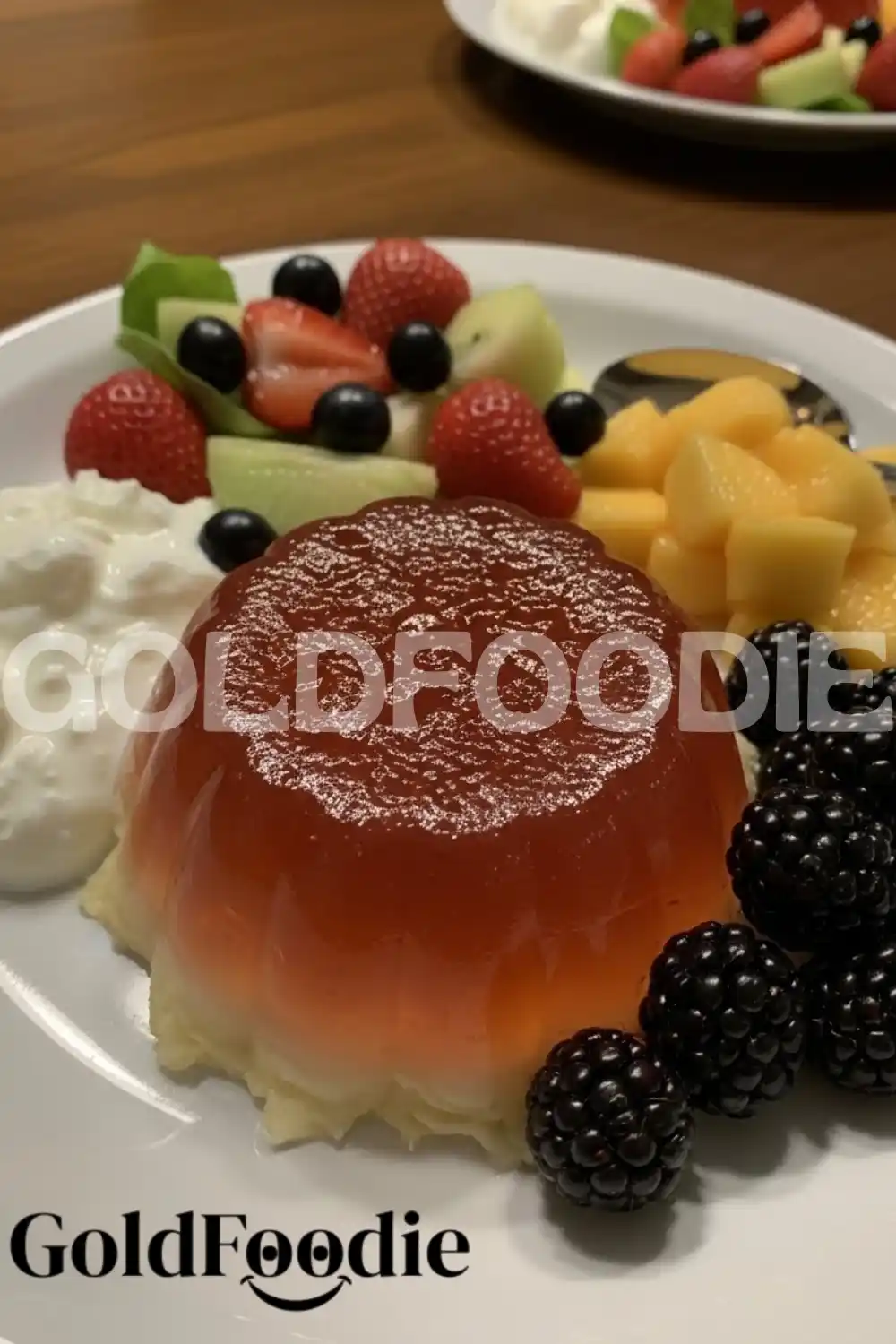Berry Gelatin with Cream and Melon