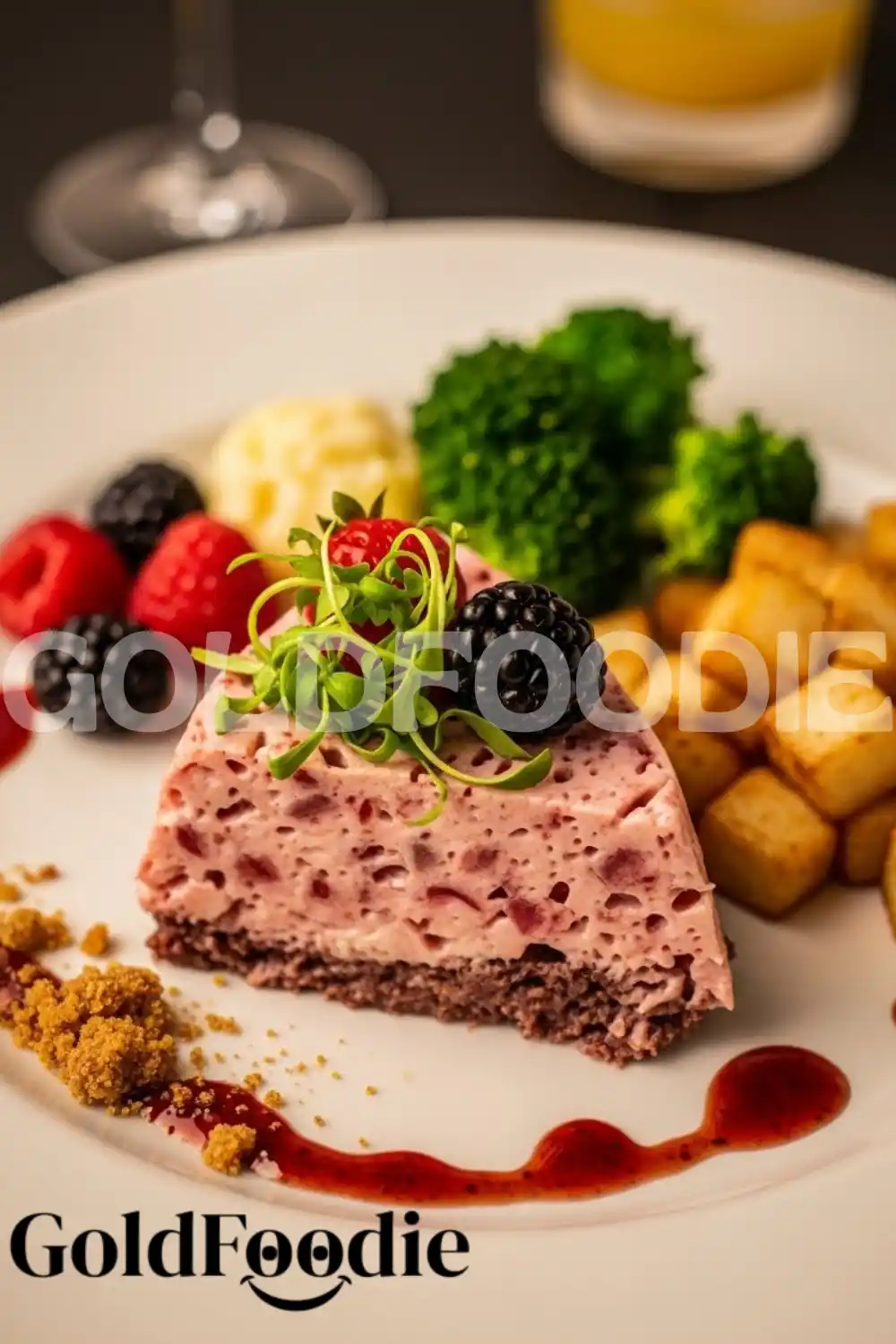 Berry Protein Gelatin Slice with Broccoli Berry Protein Gelatin Slice with Broccoli