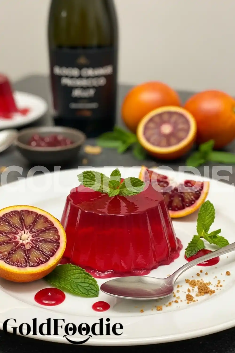 Blood Orange Prosecco Jelly Plated