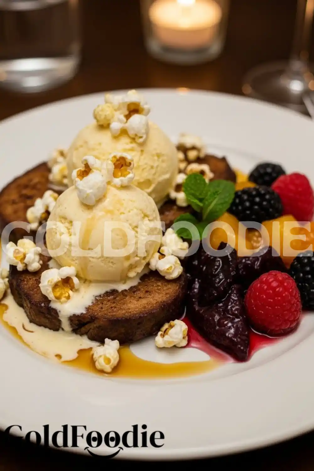 Buttered Popcorn Ice Cream with Berries and Toast Buttered Popcorn Ice Cream with Berries and Toast