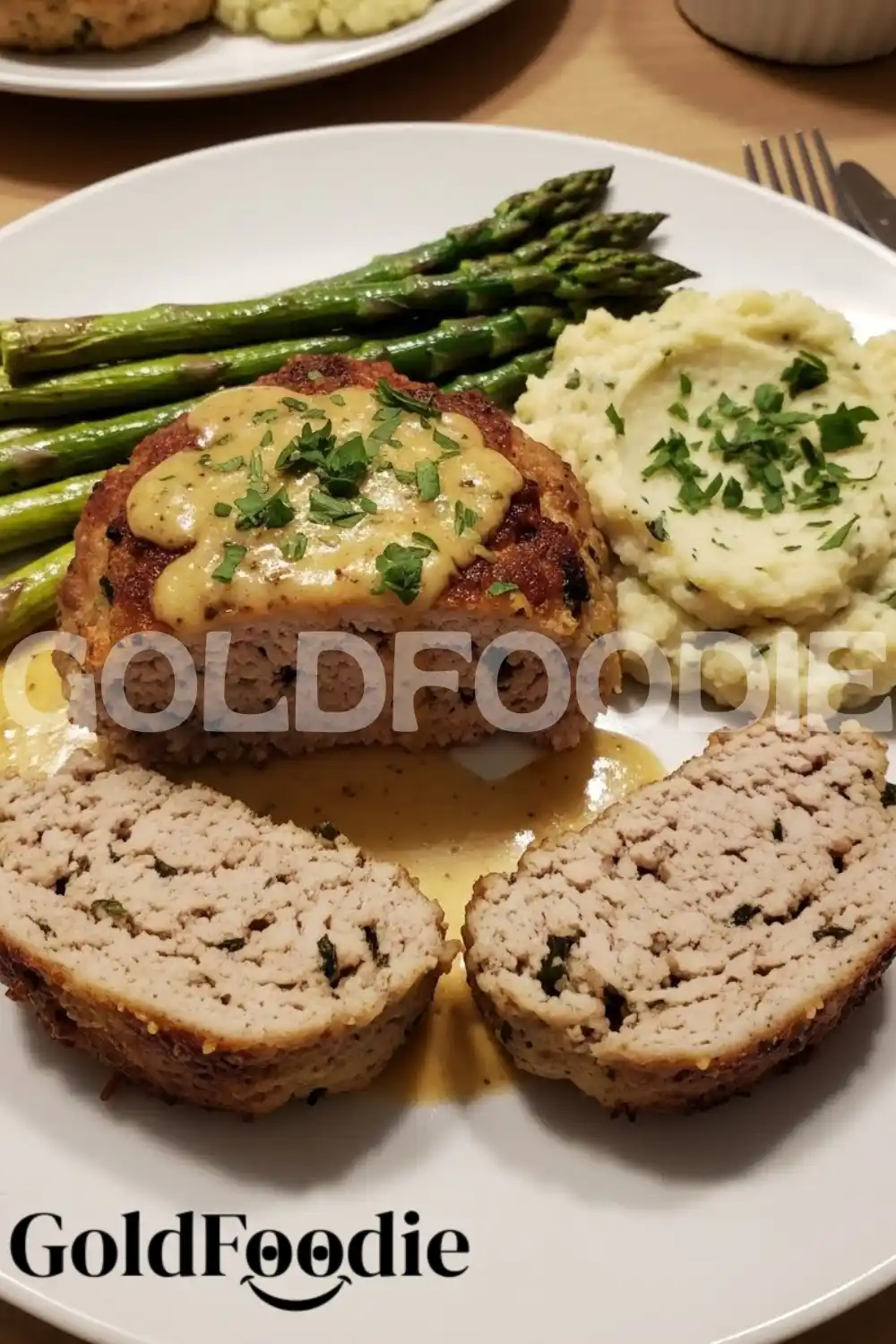 Chicken Meatloaf with Asparagus and Mash Chicken Meatloaf with Asparagus and Mash