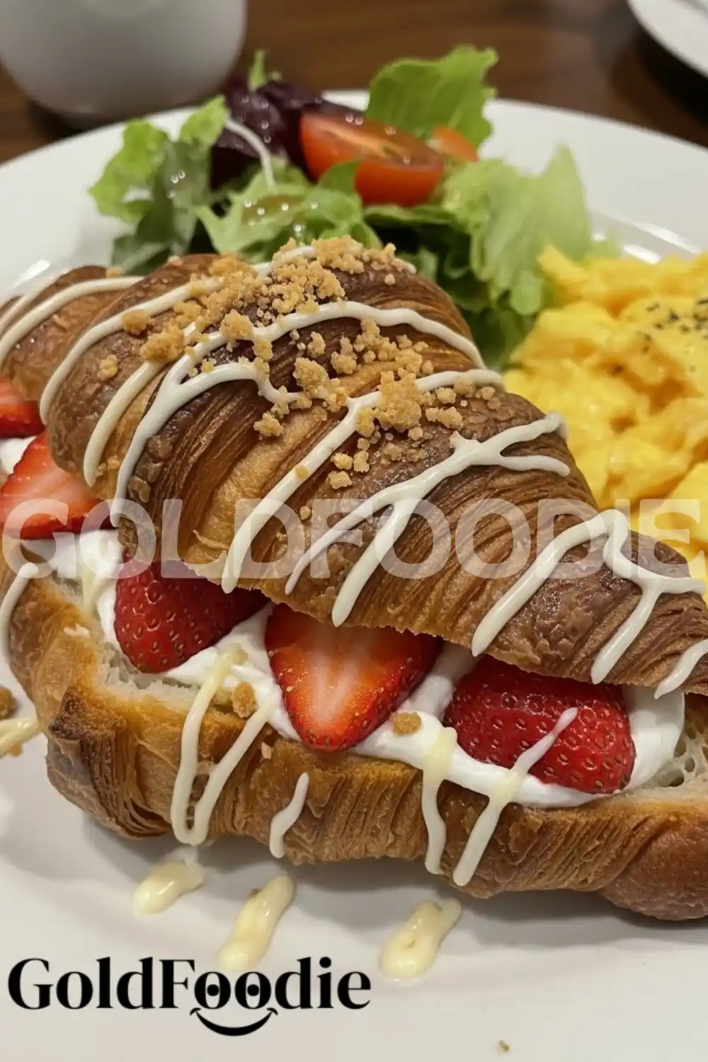 Close Up Strawberry Cream Croissant Close Up Strawberry Cream Croissant