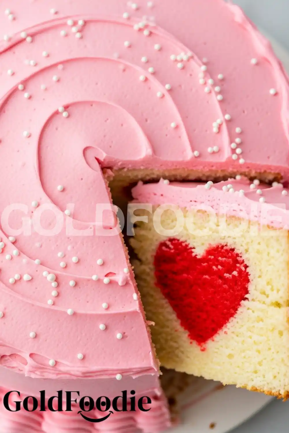 Close-up of Hidden Heart Cake Texture