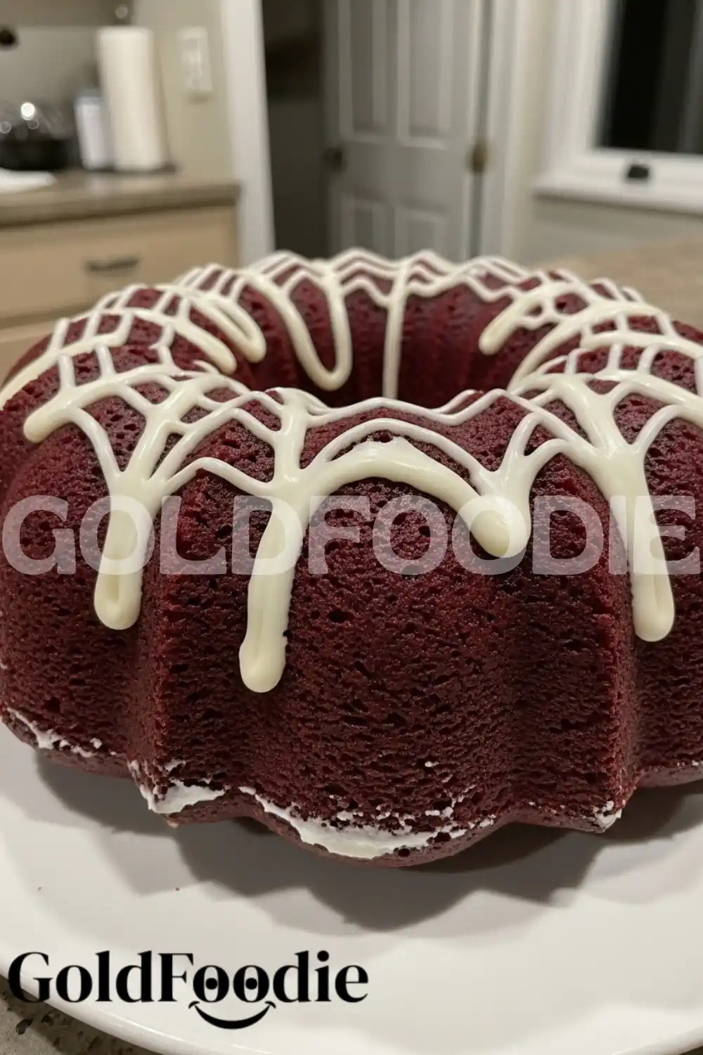 Close-up of Red Velvet Cake Frosting Detail