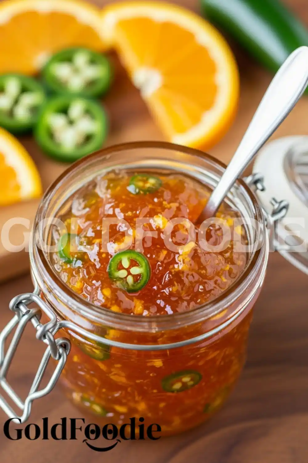 Close-up of Textured Orange Jalapeno Jam
