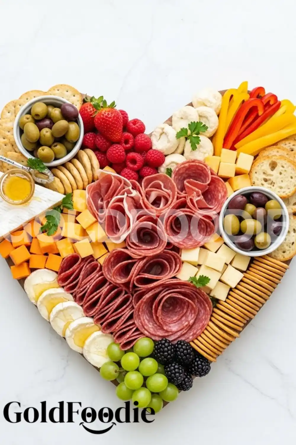 Colorful Valentine’s Charcuterie Board with Salami Roses