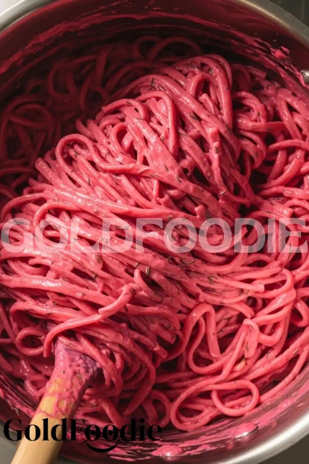 Cooking Pink Pasta in Pot