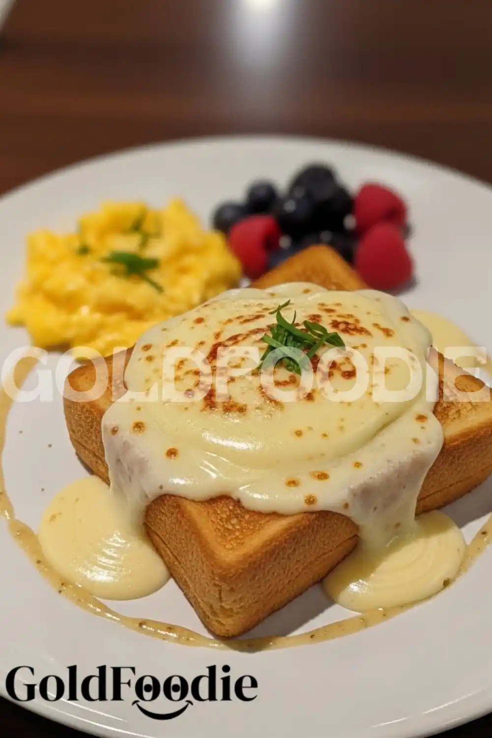 Custard Toast with Herb Garnish Custard Toast with Herb Garnish