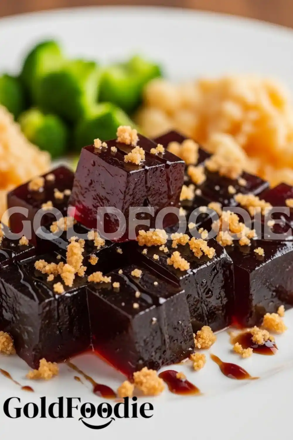 Dark Berry Gelatin Cubes with Topping