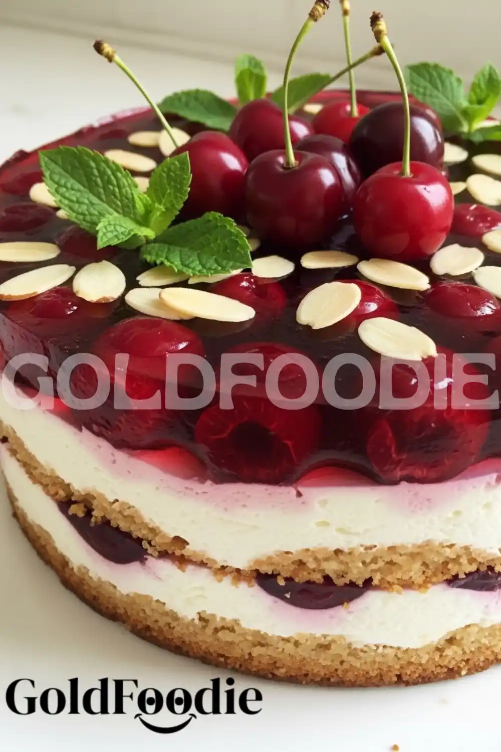 Detailed Layers of the Cherry Gelatin Cream Cake Detailed Layers of the Cherry Gelatin Cream Cake