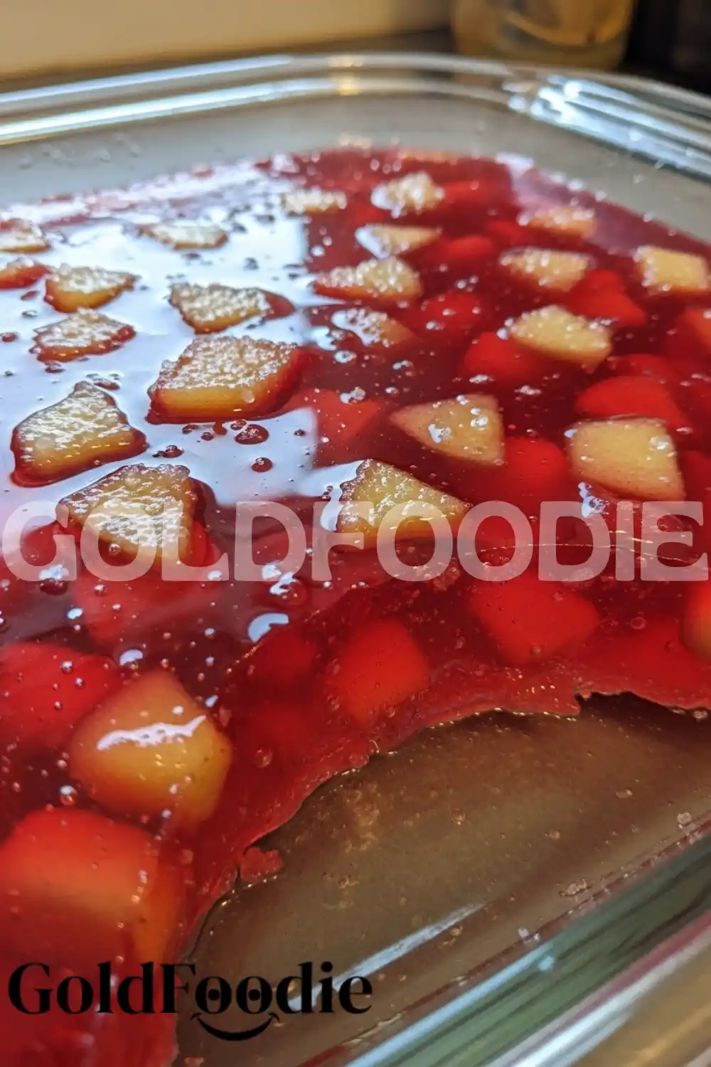 Diced Apples in Red Gelatin Dish Diced Apples in Red Gelatin Dish