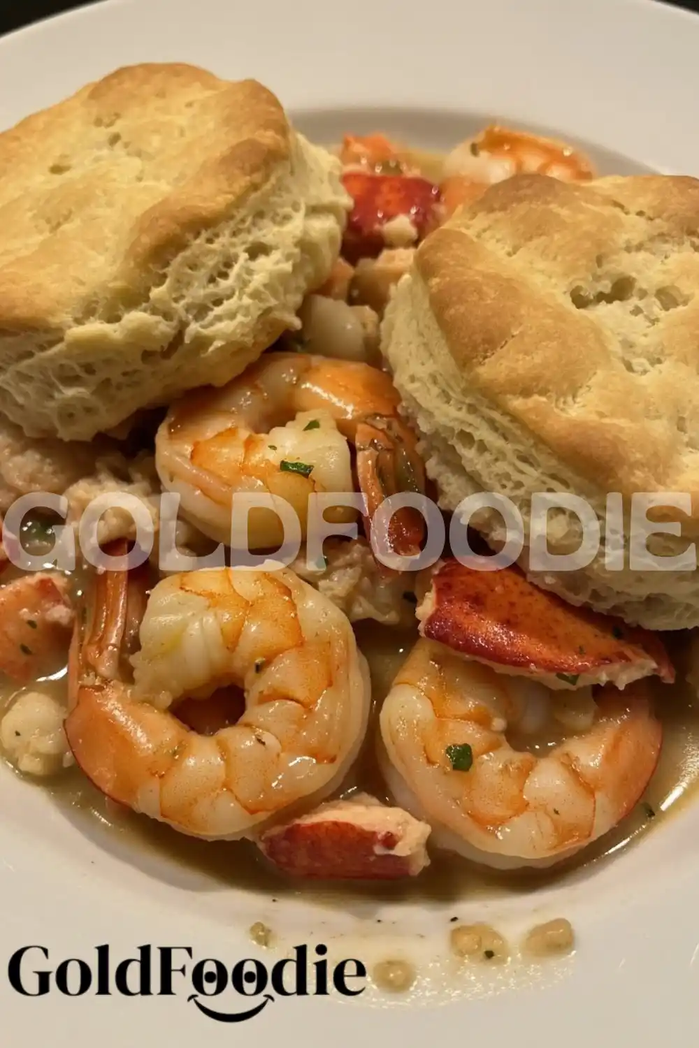 Double Biscuit Seafood Pot Pie Serving