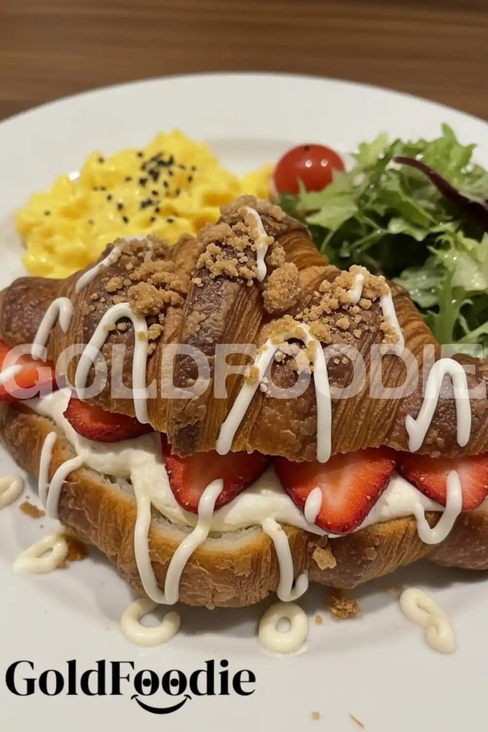 Finished Strawberry Croissant with Scrambled Eggs Finished Strawberry Croissant with Scrambled Eggs