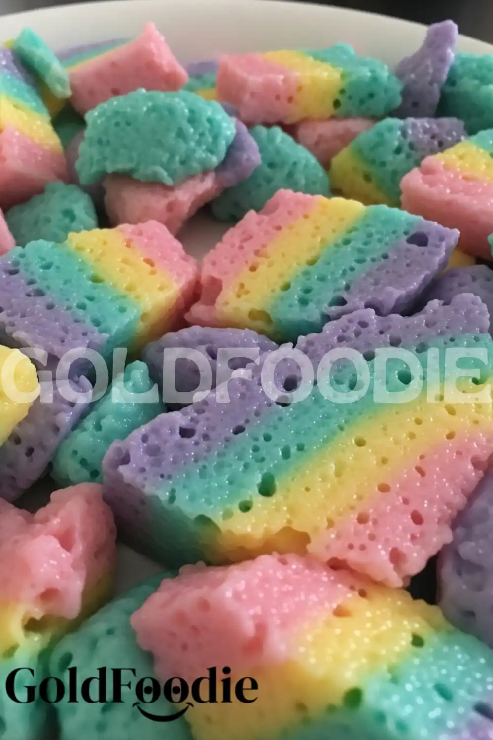 Fluffy Rainbow Gelatin Pieces Fluffy Rainbow Gelatin Pieces