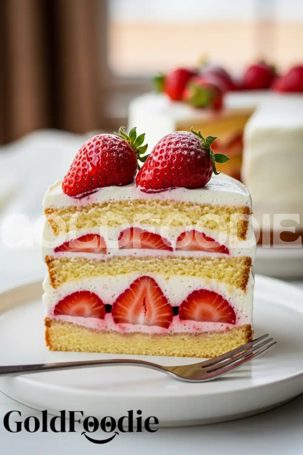 Front View of Strawberry Cake Slice