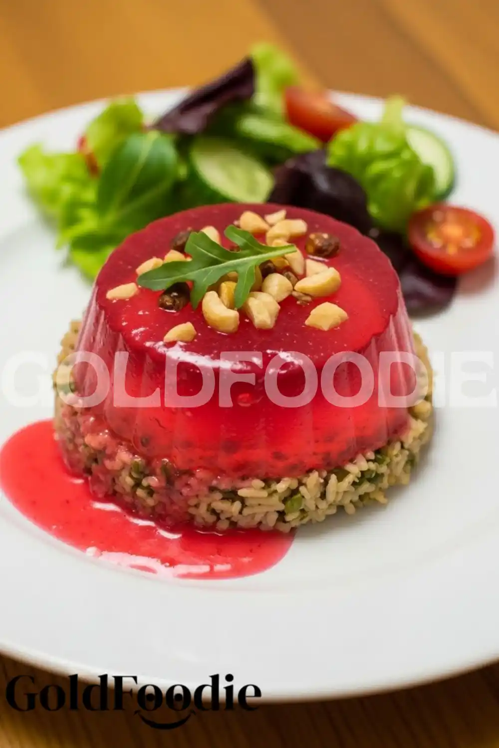 Gelatin Dessert with Salad Garnish Gelatin Dessert with Salad Garnish