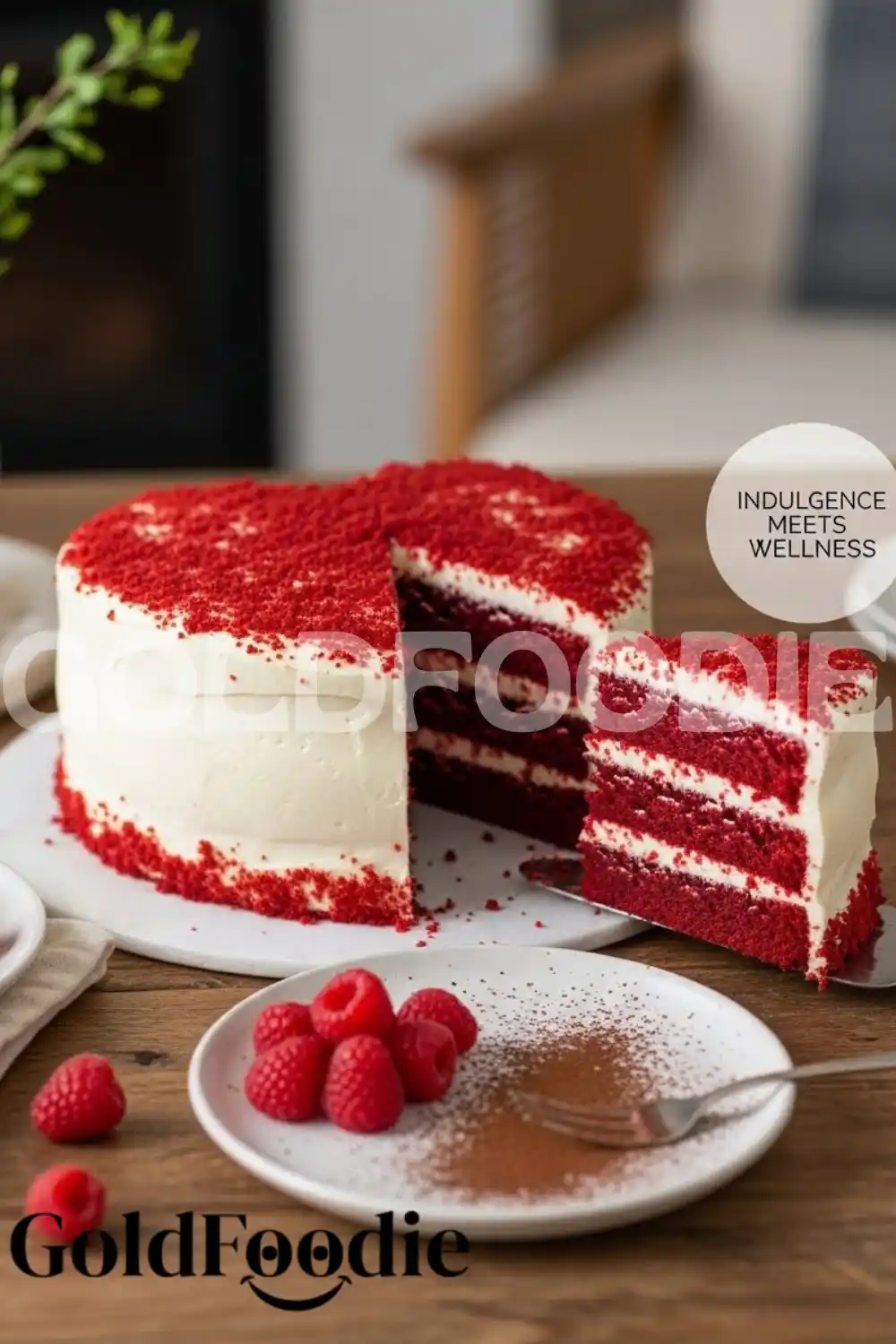 Heart-Shaped Red Velvet Cake with Crumbs