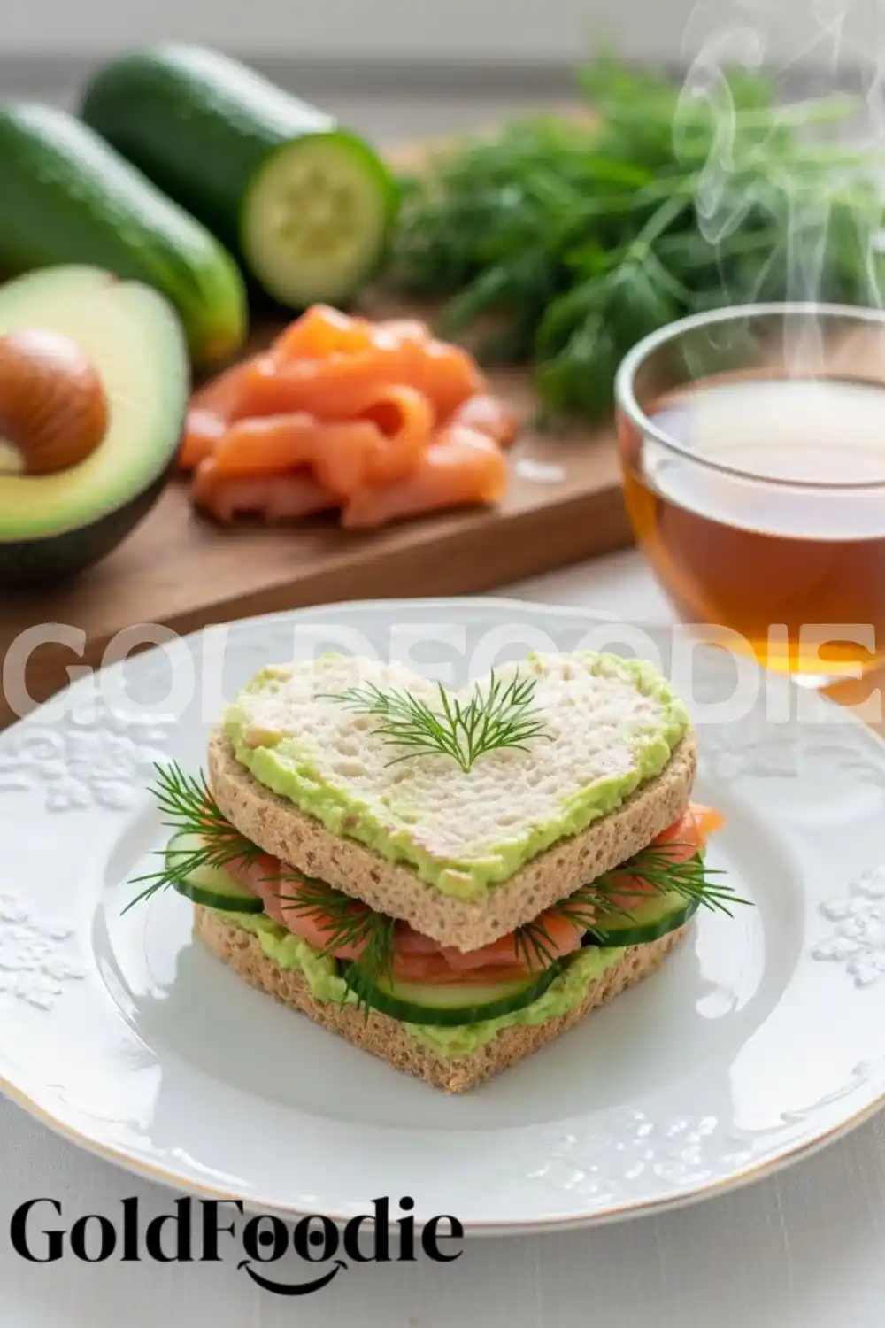 Heart Shaped Smoked Salmon and Avocado Sandwich