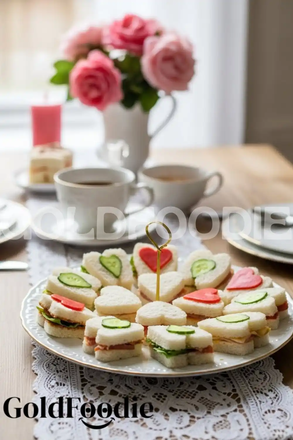 Heart Shaped Valentine Tea Sandwiches Platter