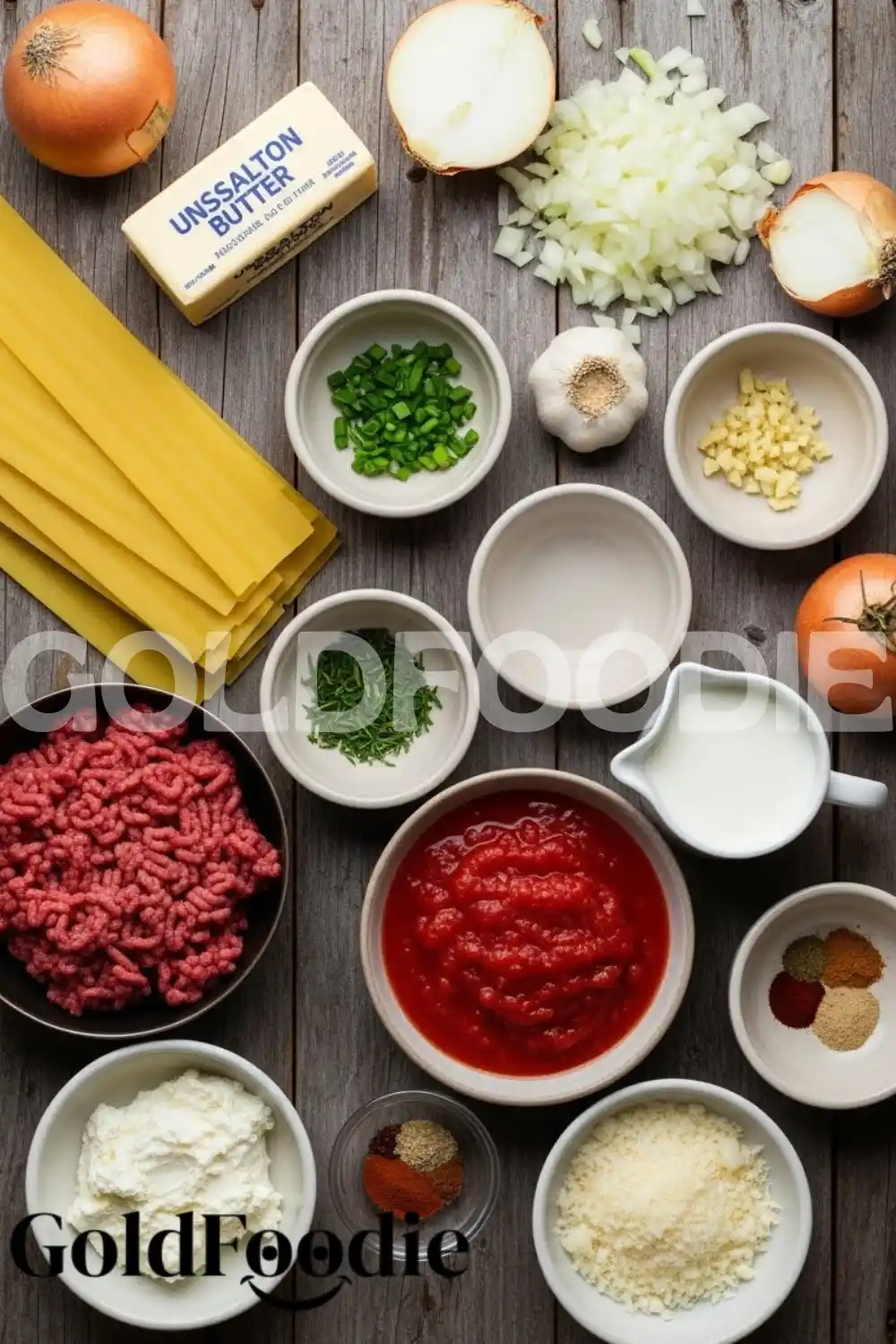 Ingredients for Creamy Million Dollar Lasagna Ingredients for Creamy Million Dollar Lasagna