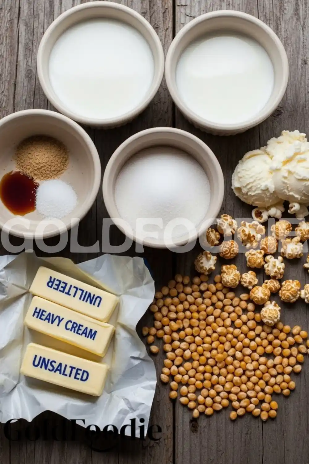Ingredients for Homemade Popcorn Ice Cream Ingredients for Homemade Popcorn Ice Cream