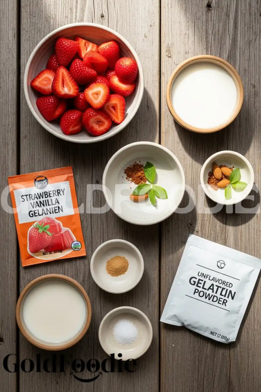 Ingredients for Strawberry Vanilla Gelatin Ingredients for Strawberry Vanilla Gelatin