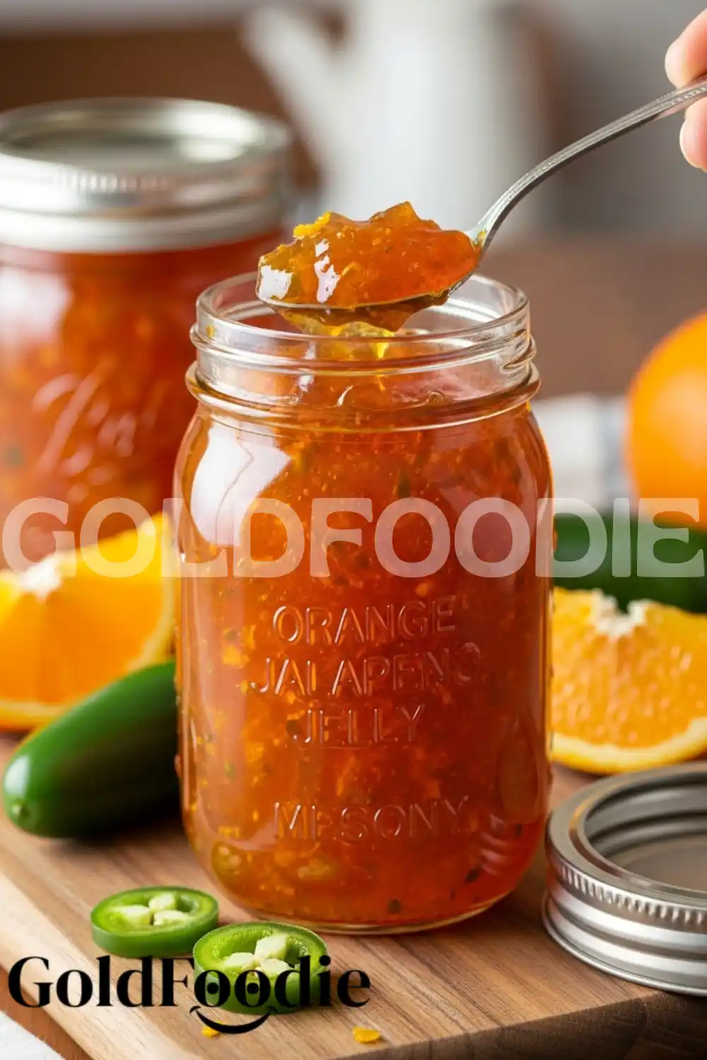 Jar of Homemade Orange Jalapeno Jelly