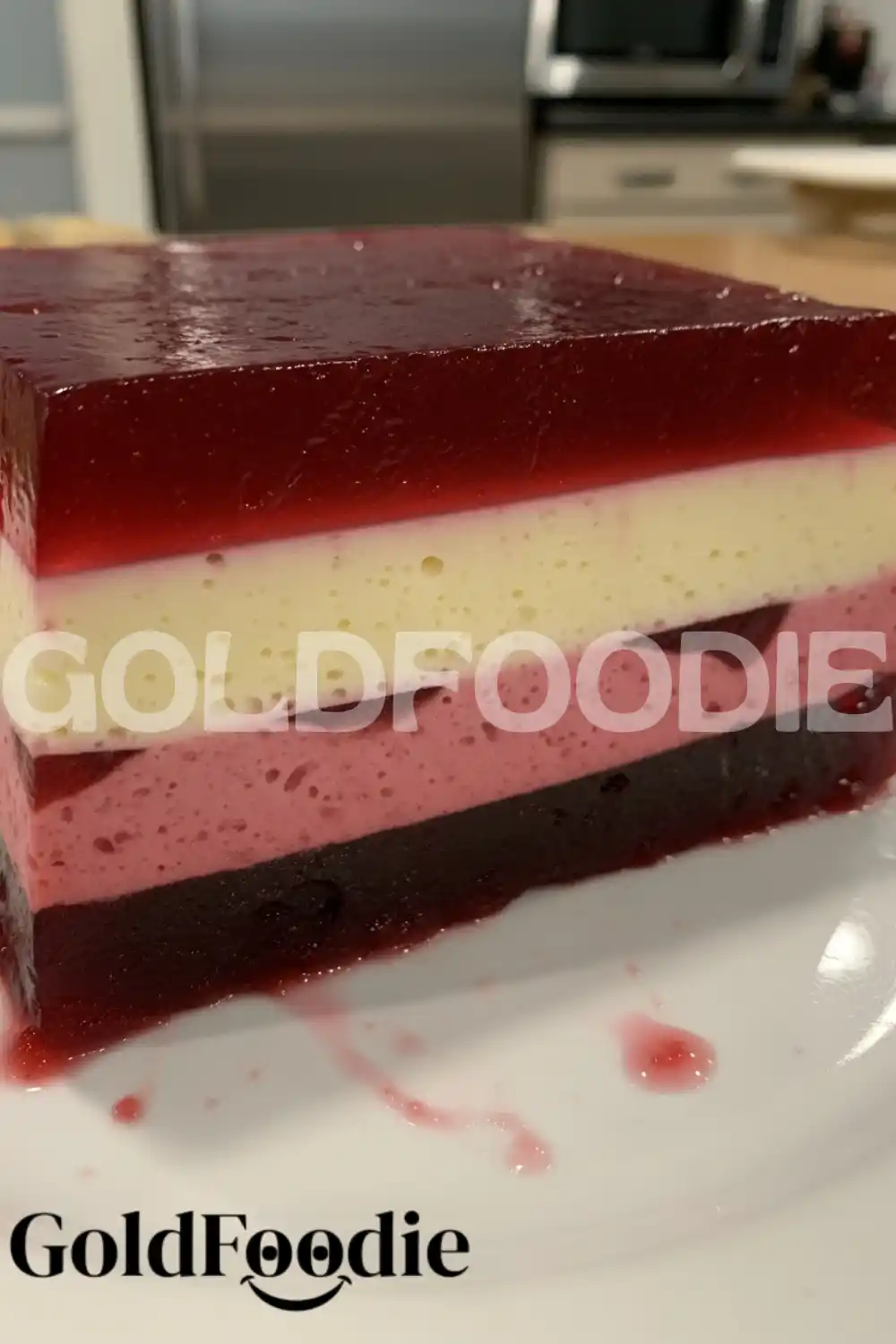 Layered Cranberry Gelatin Close-up Layered Cranberry Gelatin Close-up