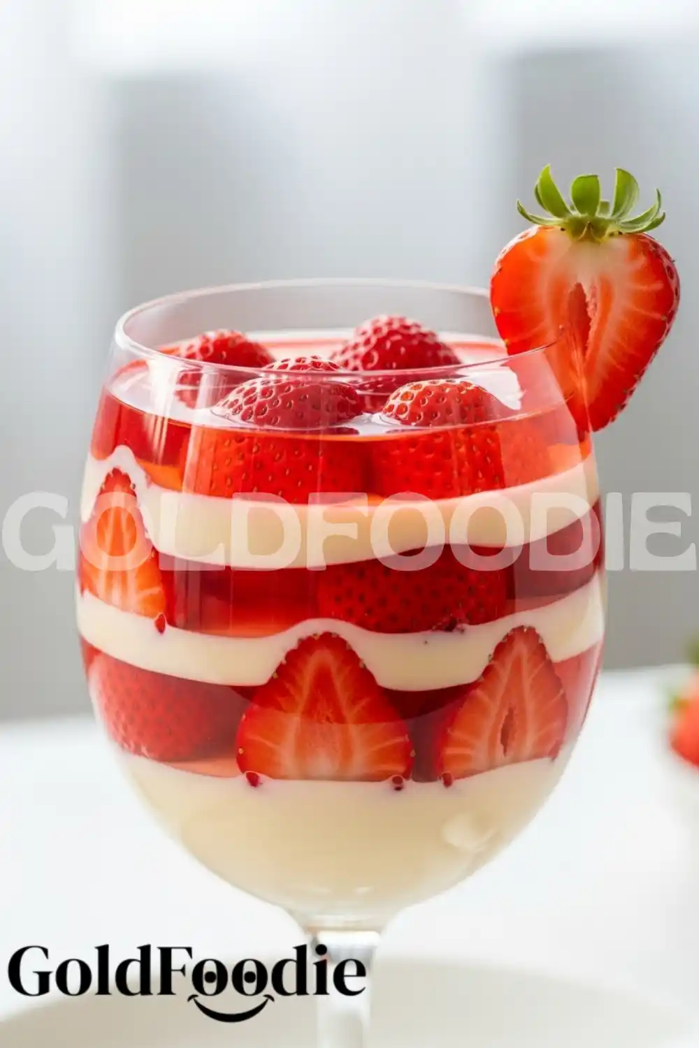 Layered Strawberry Gelatin Dessert Glass Layered Strawberry Gelatin Dessert Glass