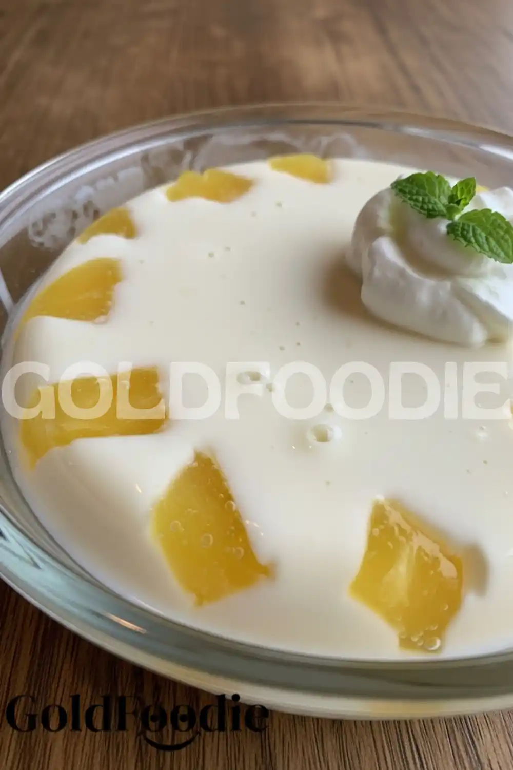 Pineapple Gelatin with Mint Garnish Pineapple Gelatin with Mint Garnish
