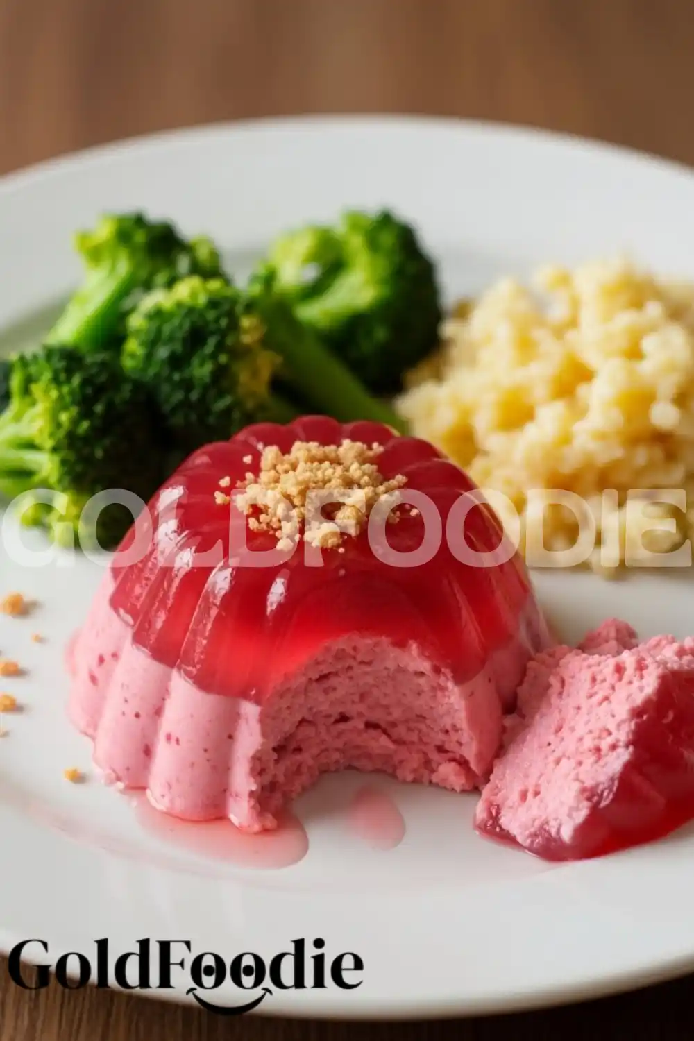 Pink Gelatin Topped with Crumble