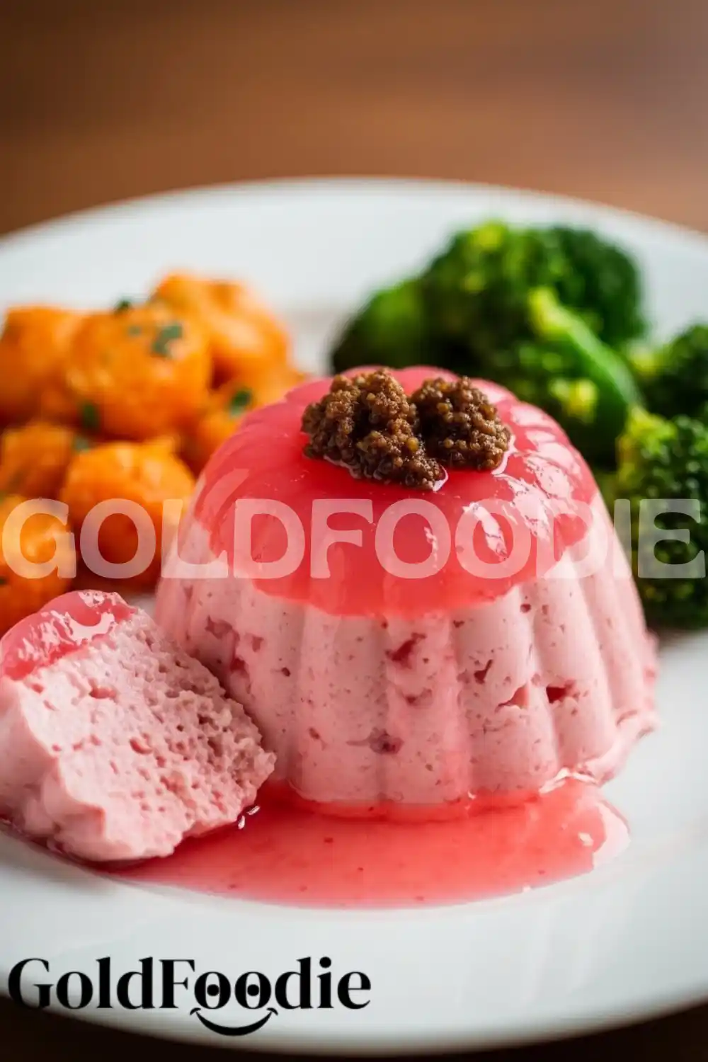 Pink Gelatin with Broccoli Side