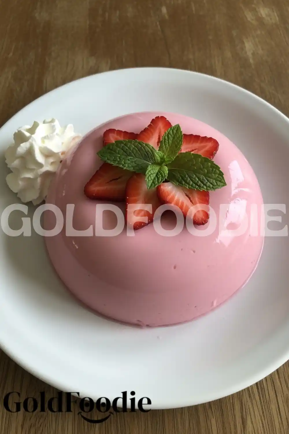 Plated Strawberry Bavarian Gelatin Dessert