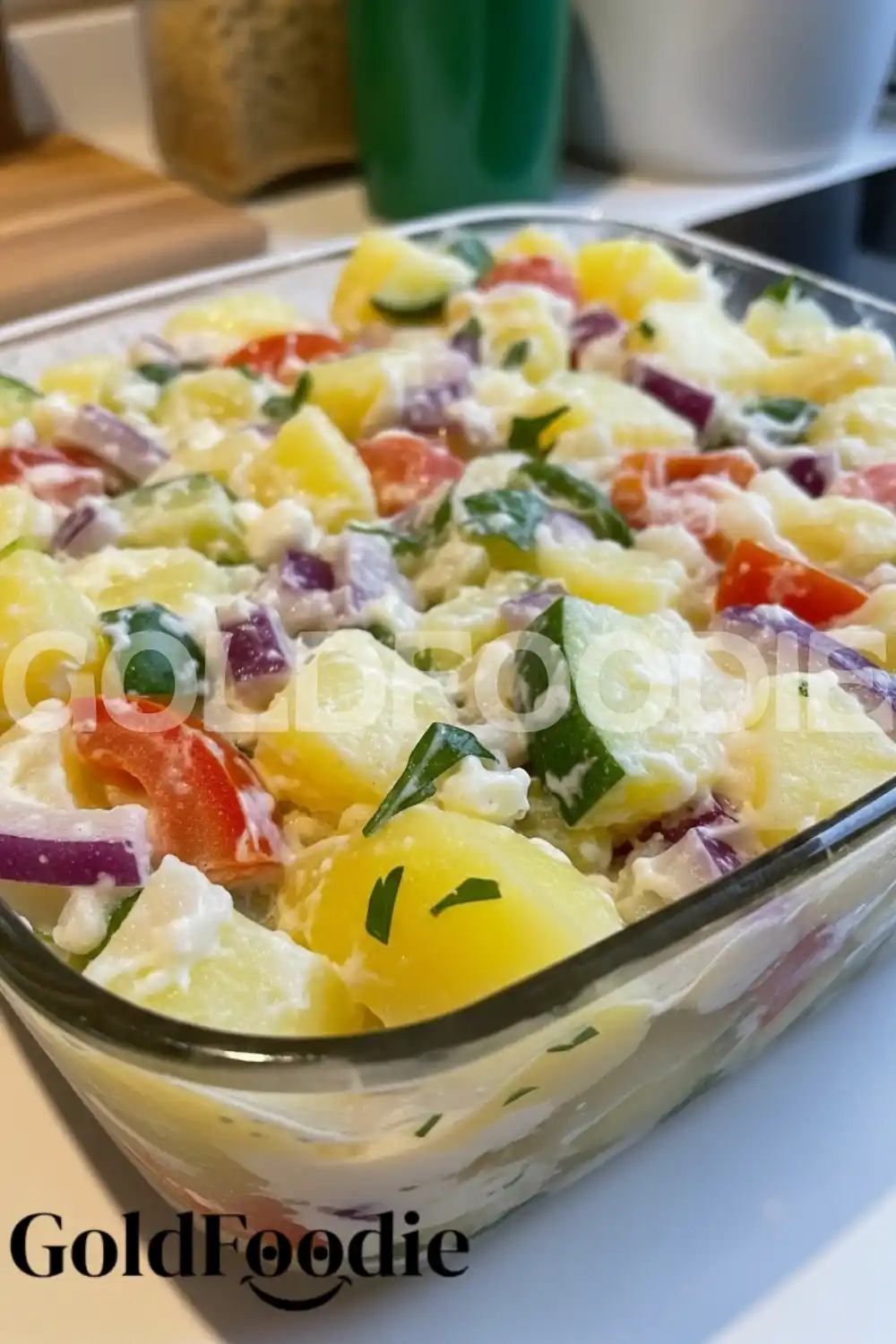 Potato Salad Gelatin in Glass Dish Potato Salad Gelatin in Glass Dish