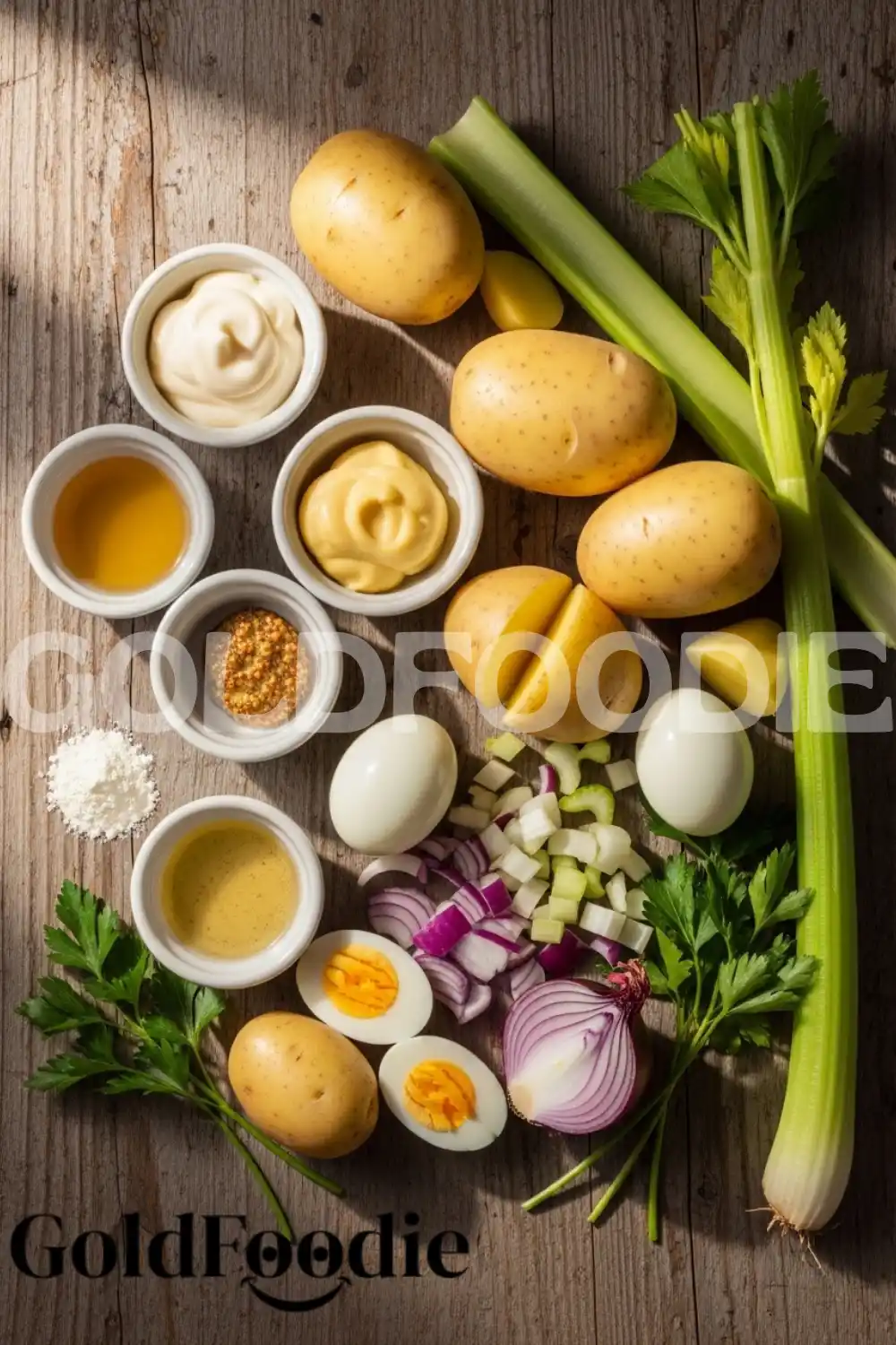 Potato Salad Ingredients Flat Lay Potato Salad Ingredients Flat Lay
