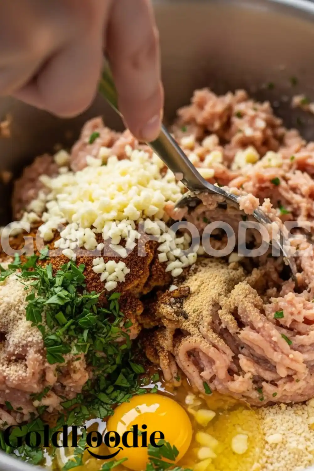 Preparing Chicken Meatloaf Mixture Preparing Chicken Meatloaf Mixture