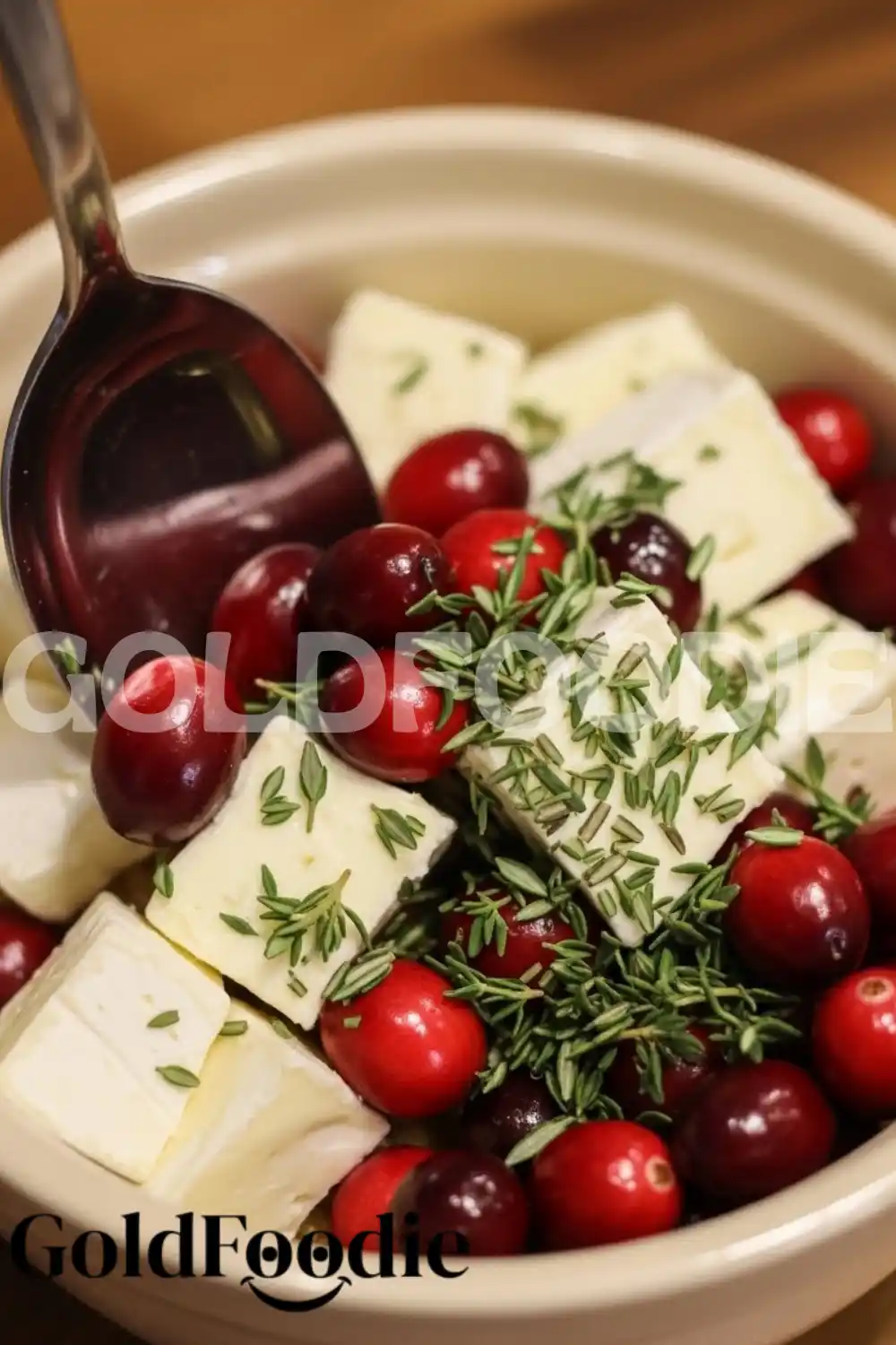 Preparing the Cranberry Brie Stuffing