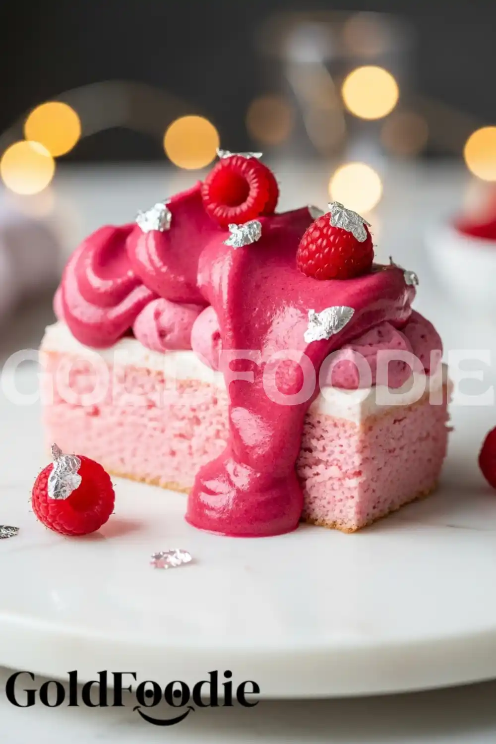 Raspberry Pink Velvet Cake Slice with Drip