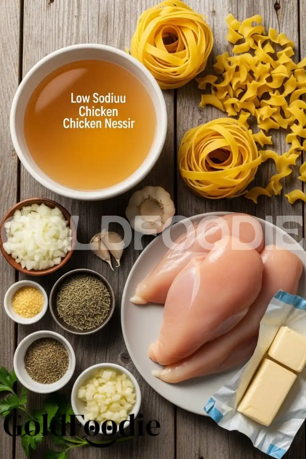 Raw Ingredients for One-Pan Chicken and Noodles Raw Ingredients for One-Pan Chicken and Noodles