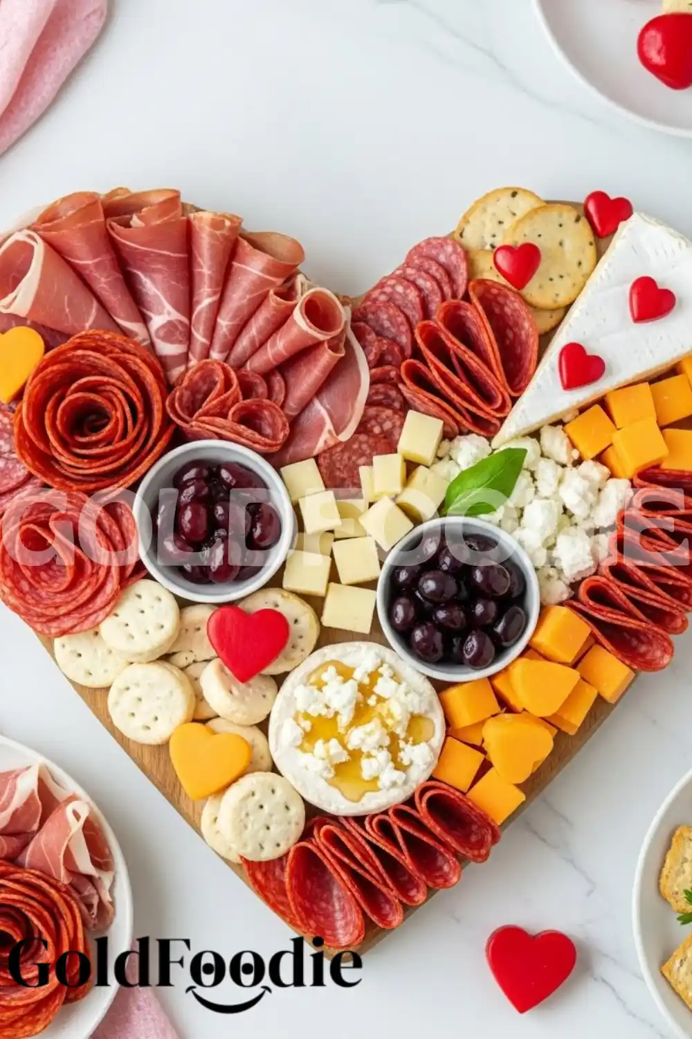 Romantic Charcuterie Board with Heart Accents