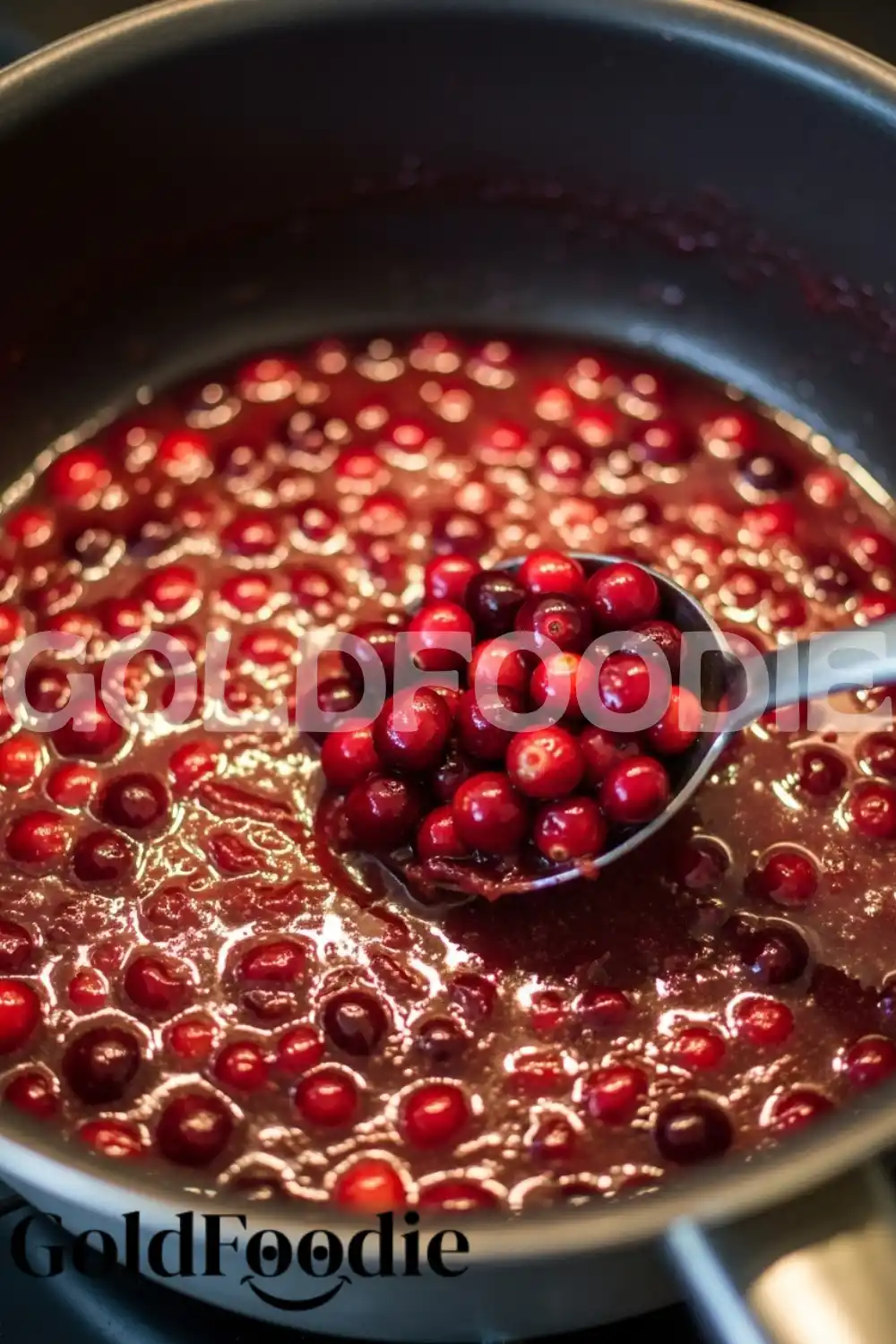 Simmering Fresh Cranberries in a Pan Simmering Fresh Cranberries in a Pan