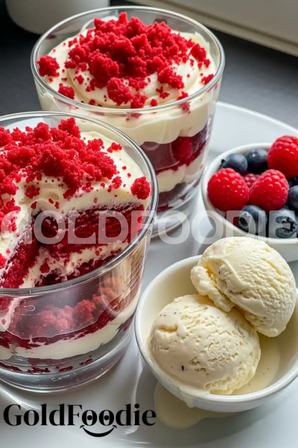 Texture of Red Velvet Trifle Layers