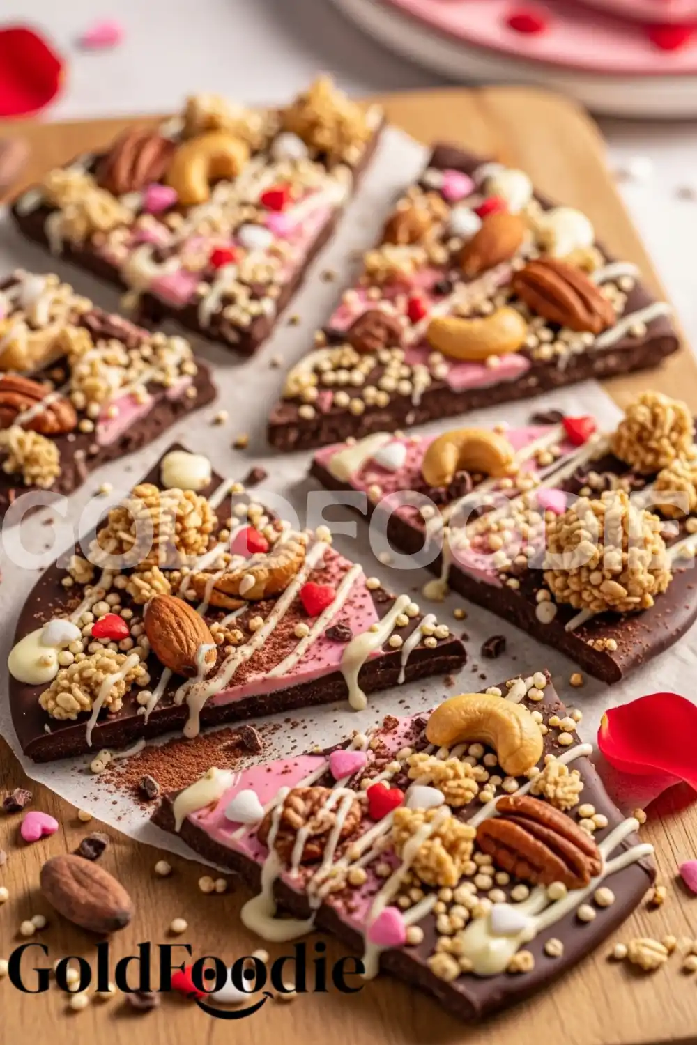 Valentine’s Day Chocolate Bark with Nut Toppings